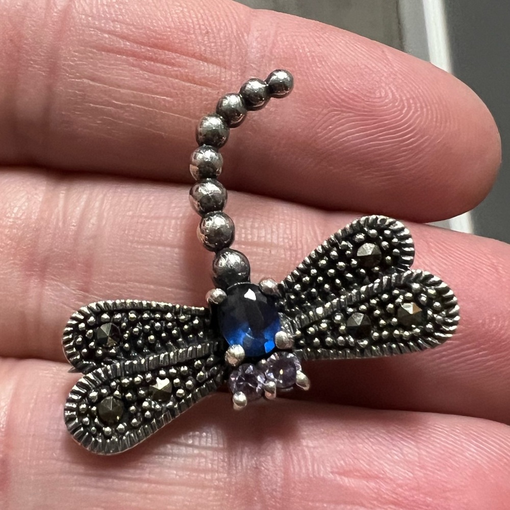 Vintage Sterling Silver Large 3D Dragon Fly Brooch - Picture 14 of 14